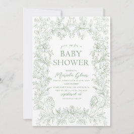 Grönt för vattenfärgning elegant blommigt chinoise inbjudningar