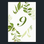 Grönt för vattenfärgning Vild Bordsnummer 9-kort<br><div class="desc">Ett elegant- och vismiskt bordsnummer-kort med grönt i vattenfärg. Det här blir perfekt för bröllop,  babyduschar,  födelsedagar och andra evenemang. Matchande artiklar är tillgängliga.Bordsnummer 9</div>