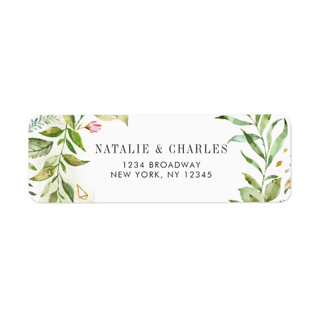 Grönt för vattenfärgsBlommigt  Returadressen Folia Returadress Etikett (Framsidan)