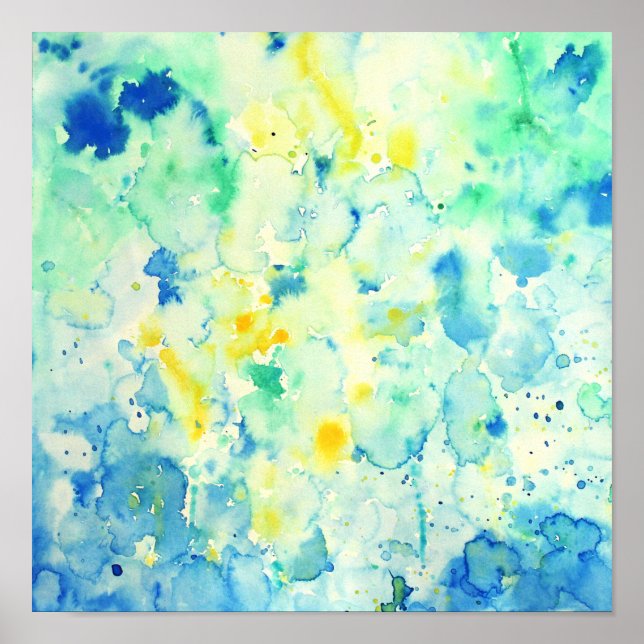 Grönt för vattenfärgsfärg Abstrakt Skriv ut Poster (Framsidan)