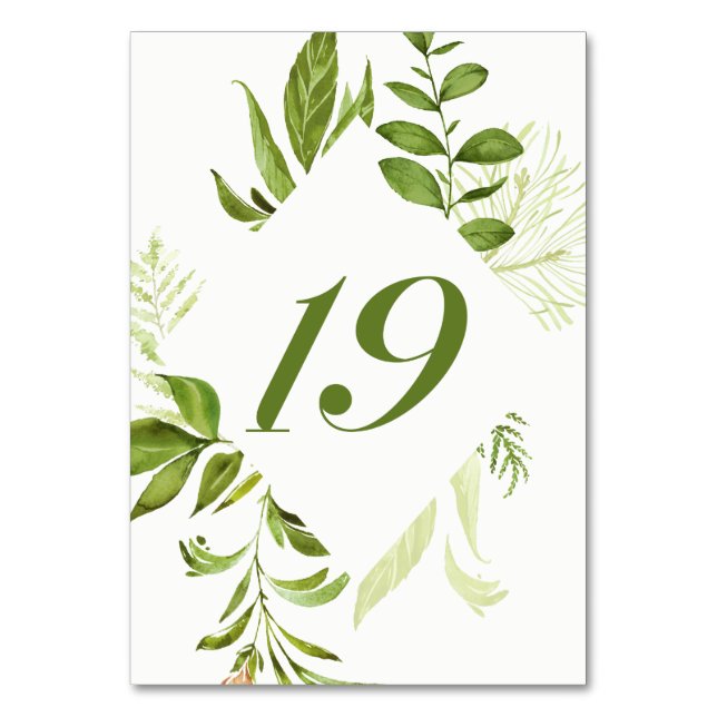 Grönt för vattenfärgsfärg Vild Bordsnummer 19-kort (Baksidan)