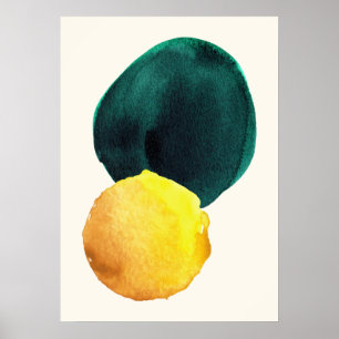 Grönt för vattenfärgsGult för Abstrakt av ekologis Poster