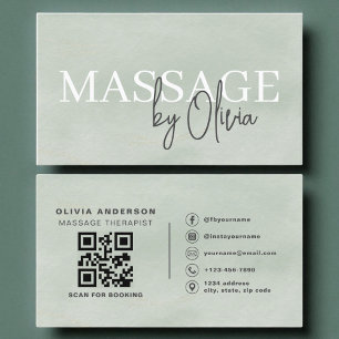 Grönt för vattenfärgsmedelmassage Behandling QR-ko Visitkort