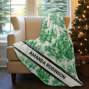 grönt för vintage av elegant -  toile de jouy mono fleecefilt