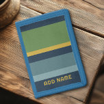 Grönt för vintage av Retro Rand Blue Mönster<br><div class="desc">Lägg till ditt namn till den här maskulin designen med fet rand. En reflexdesign med 70-sekundersinspirerat teckensnitt och ett minimum av mönster. Hela färg kan ändras. Skapa eget och byt färg till din favoritkombination.</div>