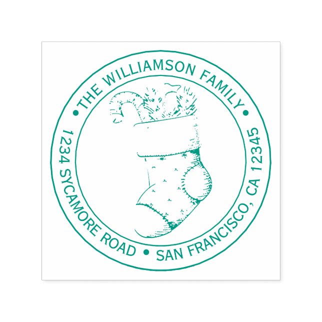 Grönt för Vintage-julklapp, Returadress Självfärgande Stämpel (Design)