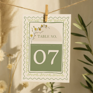 Grönt för vintage och Blommigt för sätesdiagram i Inbjudningar