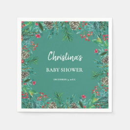 Grönt för Vinter Baby Shower Pappersservett