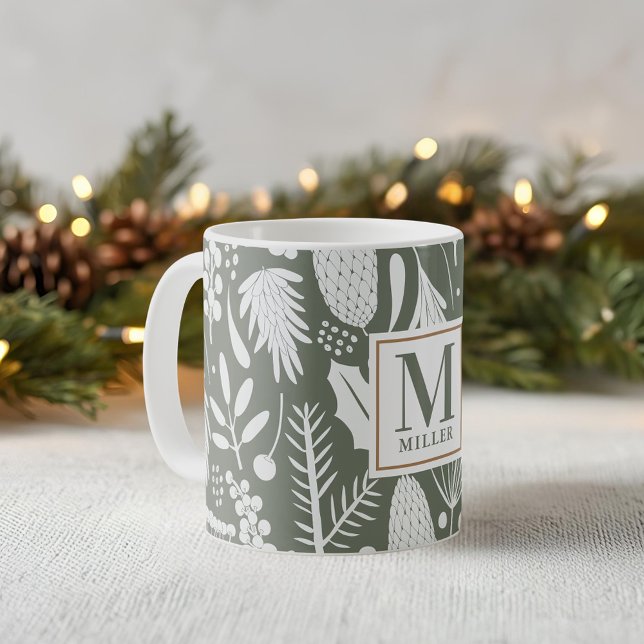 Grönt för Vinterjulsblomma i familjen Monogram Kaffemugg (Skapare uppladdad)