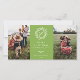 Grönt för Winter Winterand Monogram Helgdag 2-foto Julkort