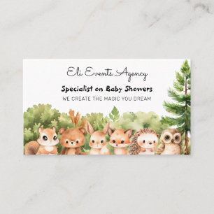 Grönt Forest Animals Cute Baby Events Agency Visitkort