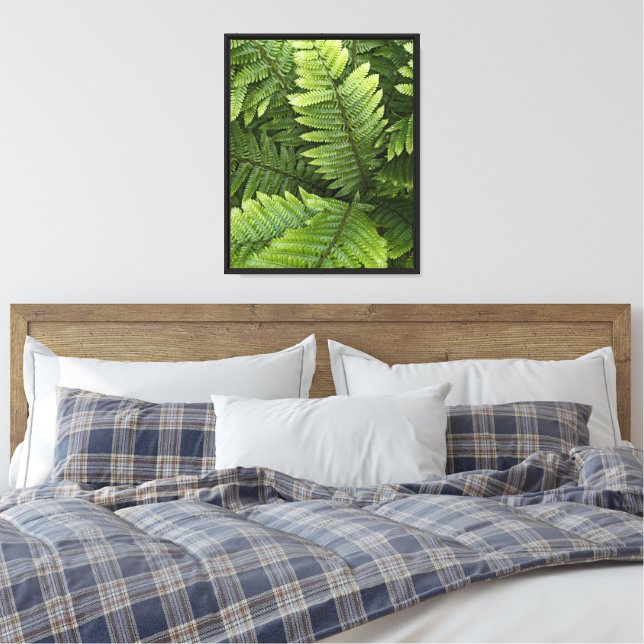 Grönt Forest Ferns Botanical Canvastryck (Insitu (sovrum))