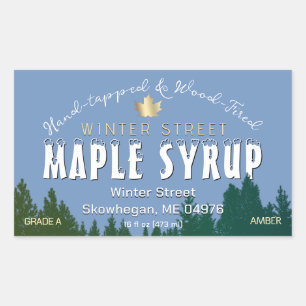 Grönt Forest Guld Löv Wood Fired Maple Syrup Rektangulärt Klistermärke