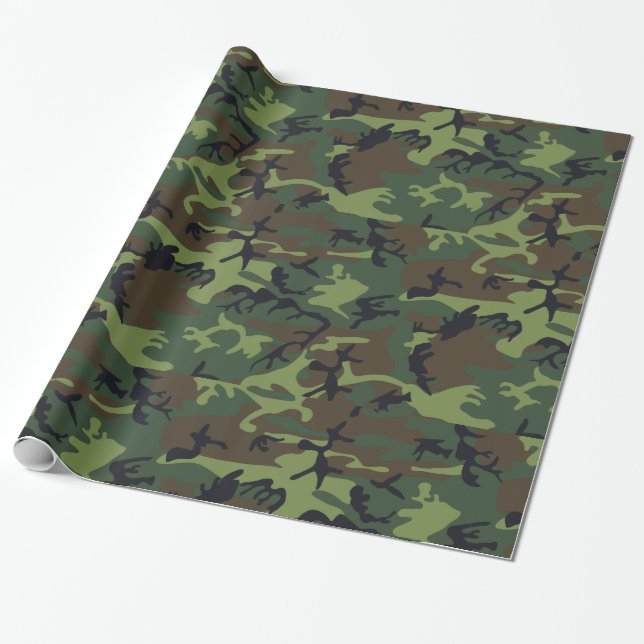 Grönt Forest Milio Camo Presentpapper (Utrullad)