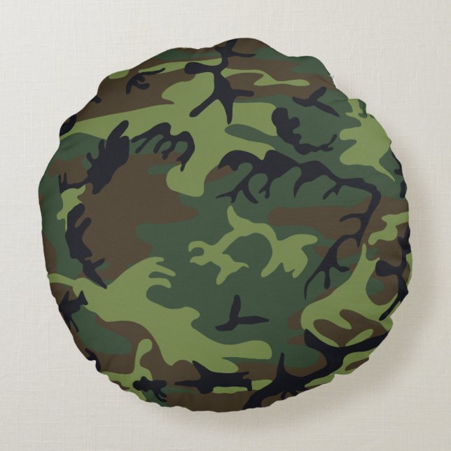 Grönt Forest Milio Camo Rund Kudde (Baksidan)