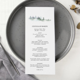Grönt Forest Mountain Watercolor Menu Meny