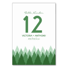 Grönt Forest Range Woodland Bröllop Bordsnummer