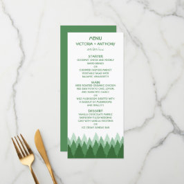 Grönt Forest Range Woodland Bröllop Menu Meny