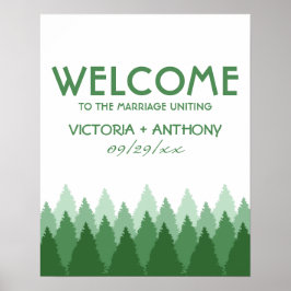 Grönt Forest Range Woodland Bröllop Välkommen Poster