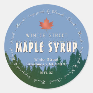 Grönt Forest Red Löv Wood Fired Maple Syrup Runt Klistermärke