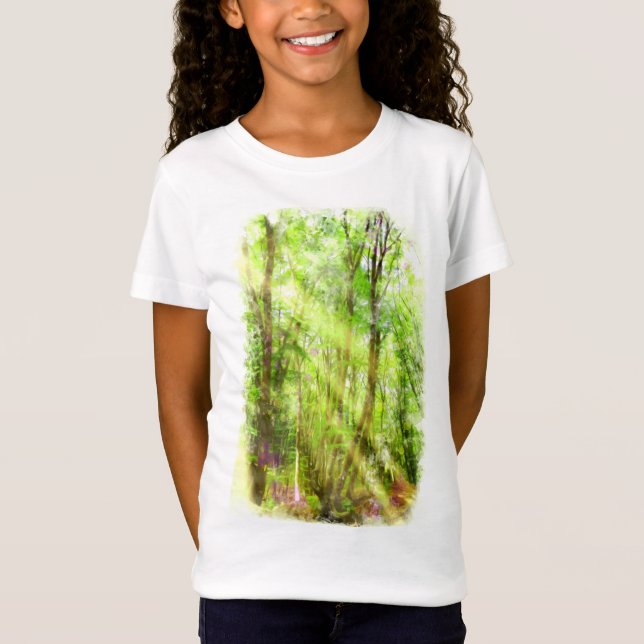 Grönt Forest Vår Watercolor T Shirt (Framsida)