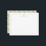 Grönt Formal Classic Family Monogram Play Anteckningskort<br><div class="desc">Få en professionell att se med våra platta blanketter för formell personlig och elegant, med ditt monogram och ditt namn under Sans Serif-teckensnitt tillsammans med ett ansikte-teckensnitt för öppen elegant, på kortet vända bakåt en baksida av en bakgrunden för en jordbruksbaserad chic i grönt och vitt. Färger är fullt redigerbart...</div>