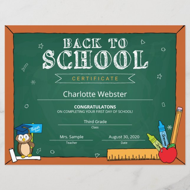 Grönt Första dagen av Preschool Sign Back to schoo (Framsida)