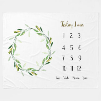 Grönt - första milstolpen Baby Fleecefilt