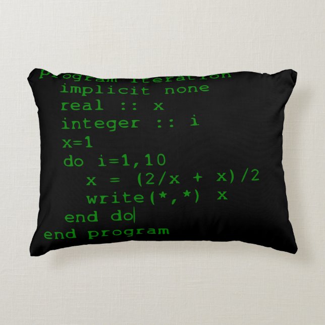 Grönt Fortran kodifierar Prydnadskudde (Framsidan)