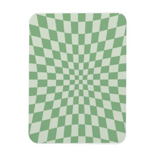 Grönt förvrängt schackbrädemönster magnet