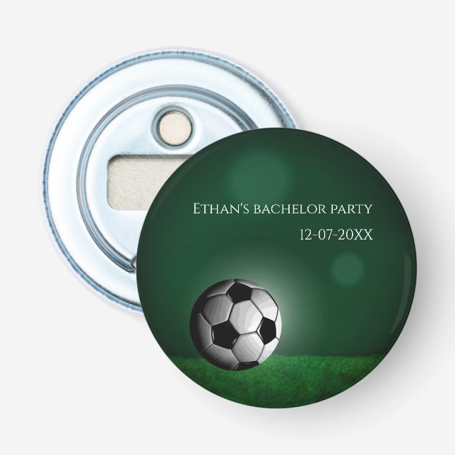 Grönt Fotboll/Bachelor Party Flasköppnare (Framsidan)
