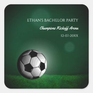 Grönt Fotboll/Bachelor Party Fyrkantigt Klistermärke