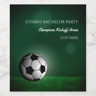 Grönt Fotboll/Bachelor Party Vinflaska Etikett