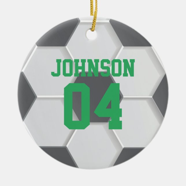 Grönt Fotboll jul Julgransprydnad Keramik (Framsidan)