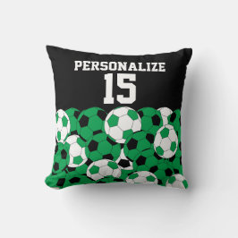 Grönt Fotbollar - kollage | DIY Namn & Number Kudde