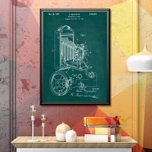 Grönt Fotografiskt kamerapatent Poster