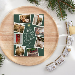 Grönt Fotokollage för Träd Mycket God jul Julkort