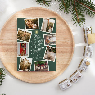 Grönt Fotokollage för Träd Mycket God jul Julkort