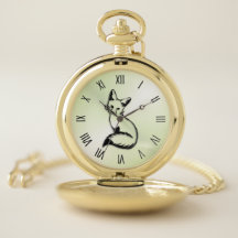 Grönt Fox Roman Numerals Pocket Watch