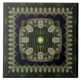 Grönt Fractal ornate mönster keramisk panel Kakelplatta
