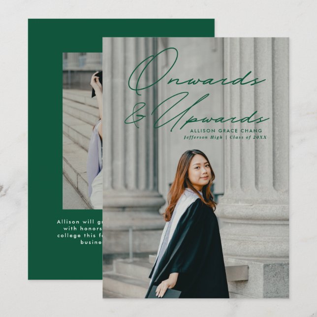 Grönt framåt och uppåt 2 Photo Studenten Meddelande (Fram/baksida)