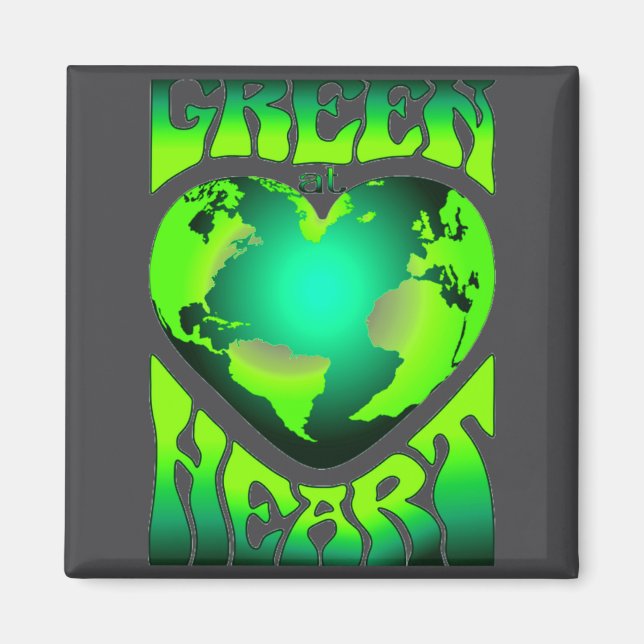 Grönt från hjärtat Ekologisk miljövänlig Retro  Magnet (Framsidan)