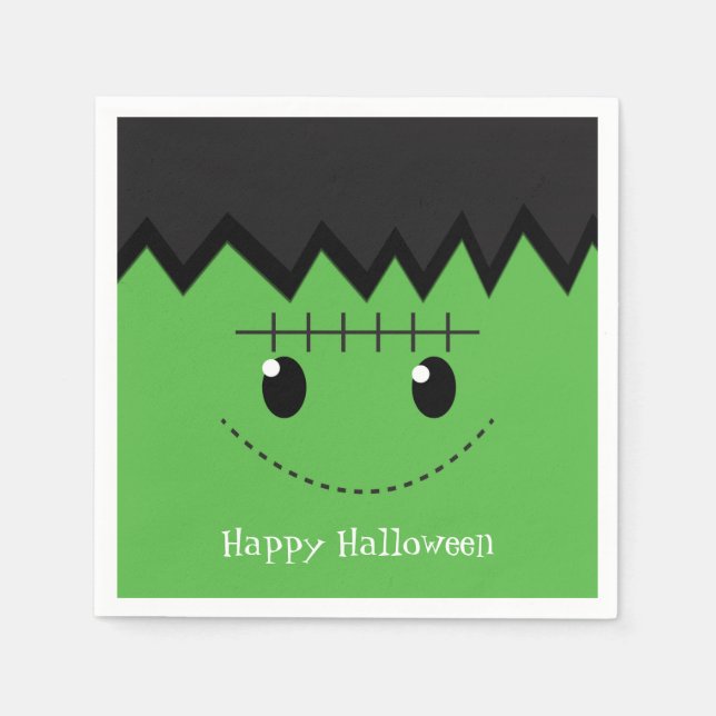 Grönt Frankenstein Halloween Costume Party Napkins Pappersservett (Framsidan)