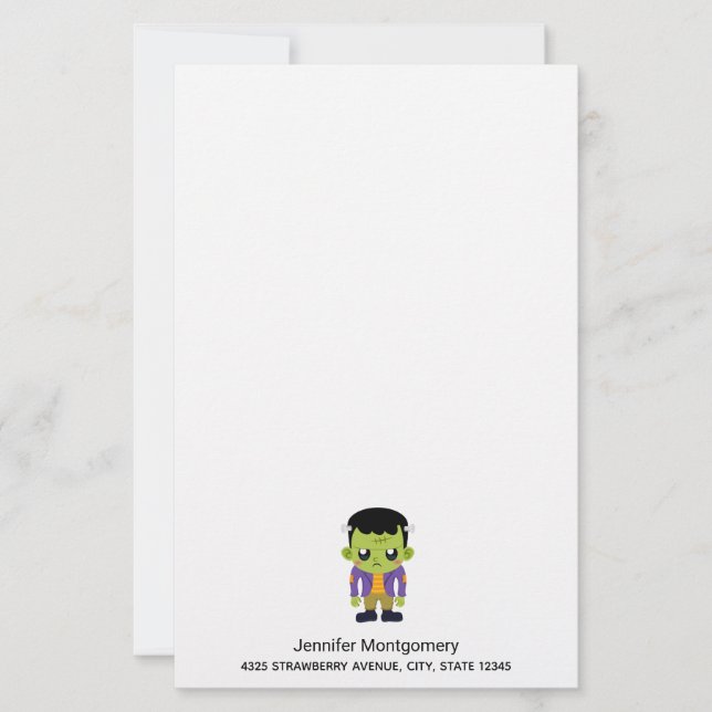 Grönt Frankenstein Monster Halloween (Framsida)