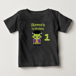 Grönt Frankenstein Monster Halloween 1:a födelseda T Shirt
