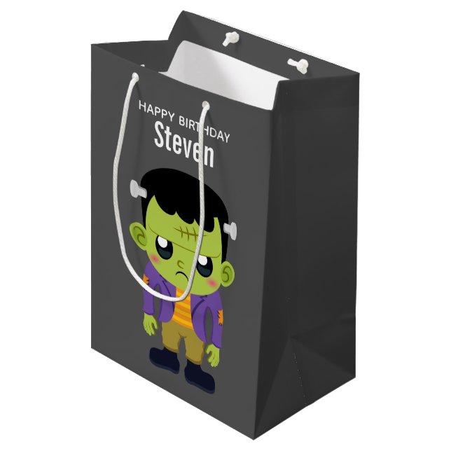 Grönt Frankenstein Monster Halloween Birthday (Framsidan Vinklad)