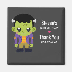 Grönt Frankenstein Monster Halloween Birthday Magnet