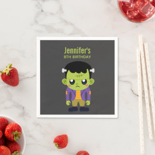 Grönt Frankenstein Monster Halloween Birthday Pappersservett