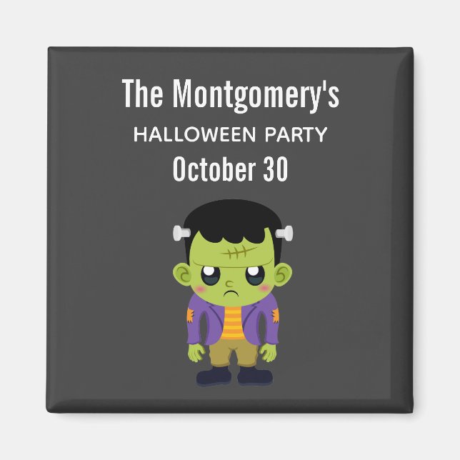 Grönt Frankenstein Monster Halloween fest Magnet (Framsidan)