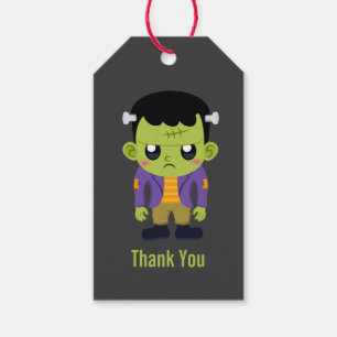 Grönt Frankenstein Monster Halloween Gift Märkre Presentetikett
